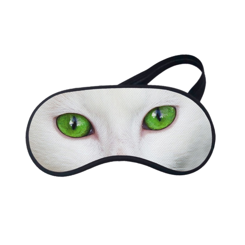 Mascara de Dormir Descanso Pet Gato Branco Verde