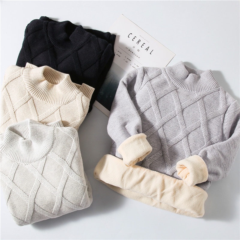Meninos Meninas Camisola De Inverno 2023 Lã De Velo Grosso Para Crianças Pullover Baby Manga Longa Roupas De Malha