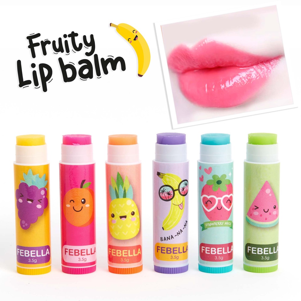 Lip Balm Fruity, Febella, hidratante labial, frutas, lábios, macios, hidratados, proteção