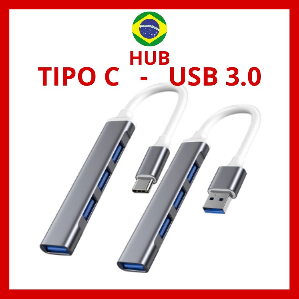 Hub Usb 3.0 E Usb Tipo C Alta Velocidade Usb 4 Em 1 Expansor USB Multi ...