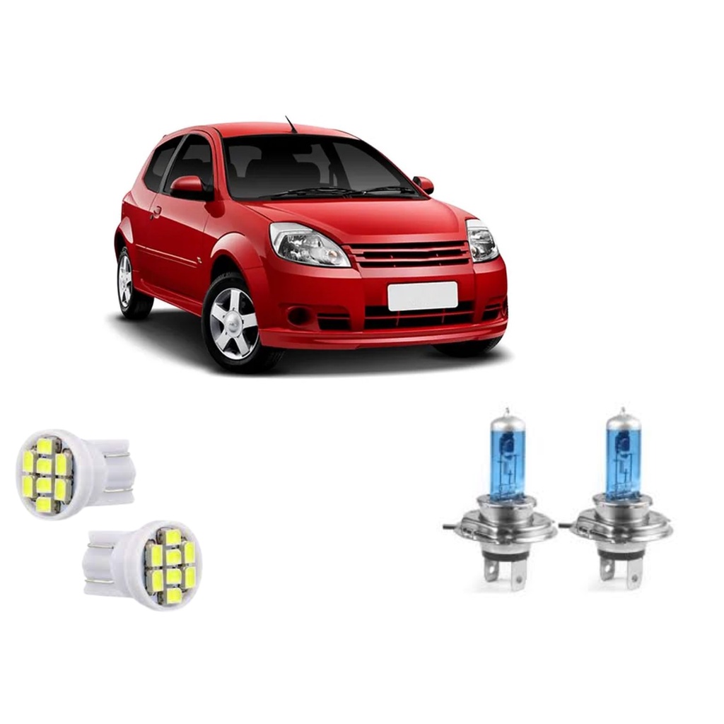 Lâmpadas Super Branca + Led  Ford Ka 2008 A 2013 H4 T10 em Oferta na Shopee