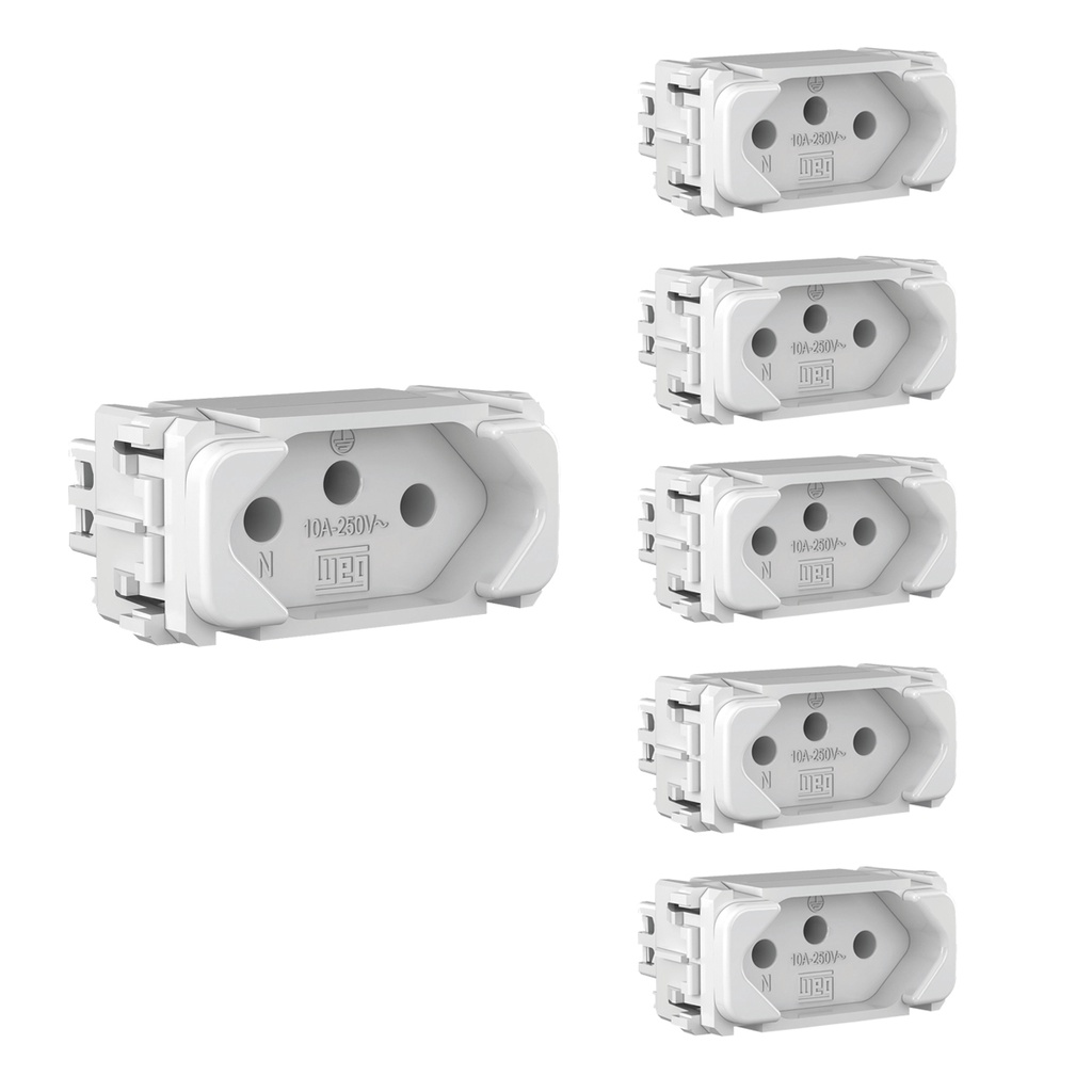 Kit 5 Módulo Tomada Weg Linha Compose 2p+t 10a 250v Branco p/ Instalações Residenciais e Comerciais