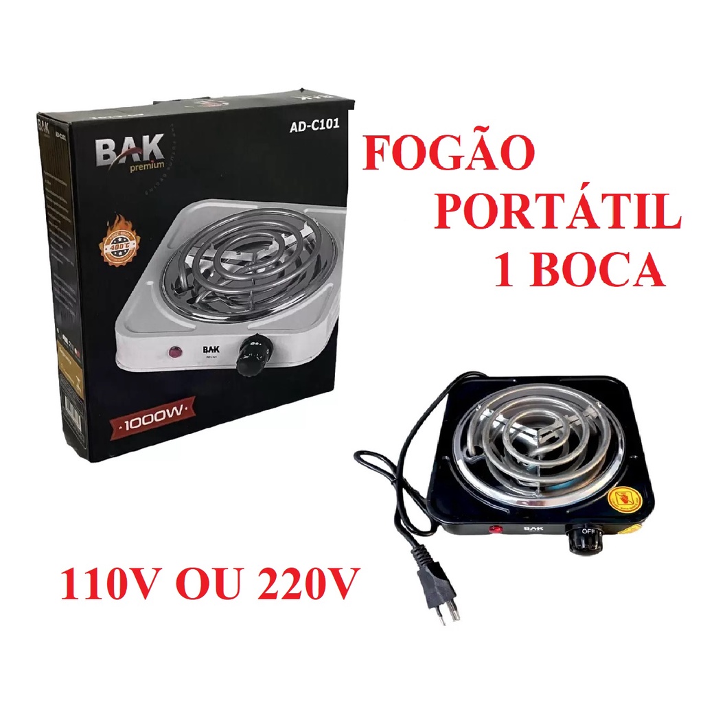 Fogareiro Eletrico Portatil 1 Boca Fogao 1000w Cooktop