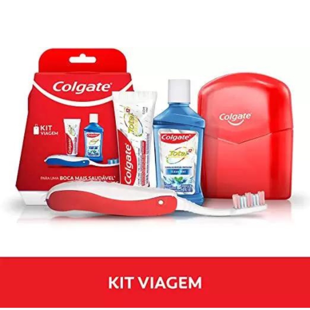 Kit Viagem Colgate 1creme dental 30g + enxaguante bucal 60ml + 1 escova dental