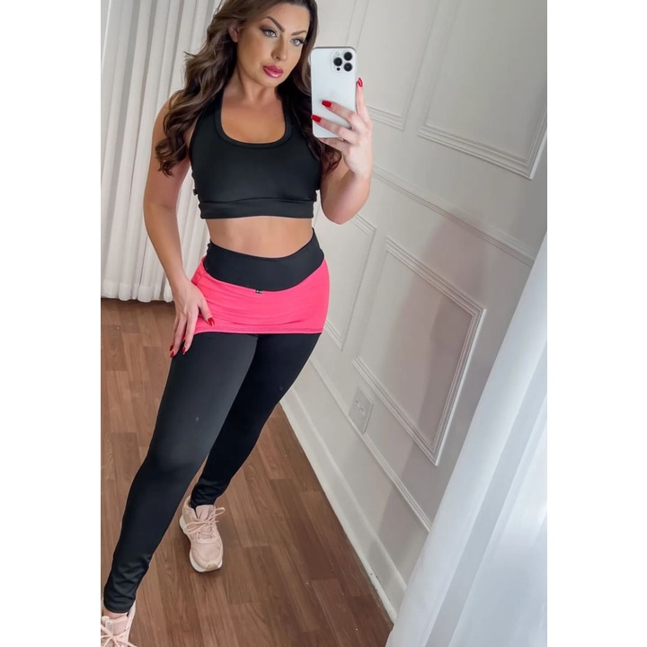 Calça Legging Saia Suplex /Tapa Bumbum lisa/ Cintura Alta/ Fitness /leeg dia dia/ legg Roupa Academia/ Moda Fitness tecido dry