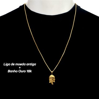Cordão Veneziana 1,5mm Liga de Moeda Antiga + Banho de Ouro 18k (10 milésimos) + Rosto de Cristo