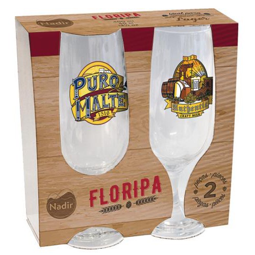 FLORIPA JG C/ 2 TACA CERVEJA DEC BRASAO 300 ML - CAIXA C/ 6 PEÇAS