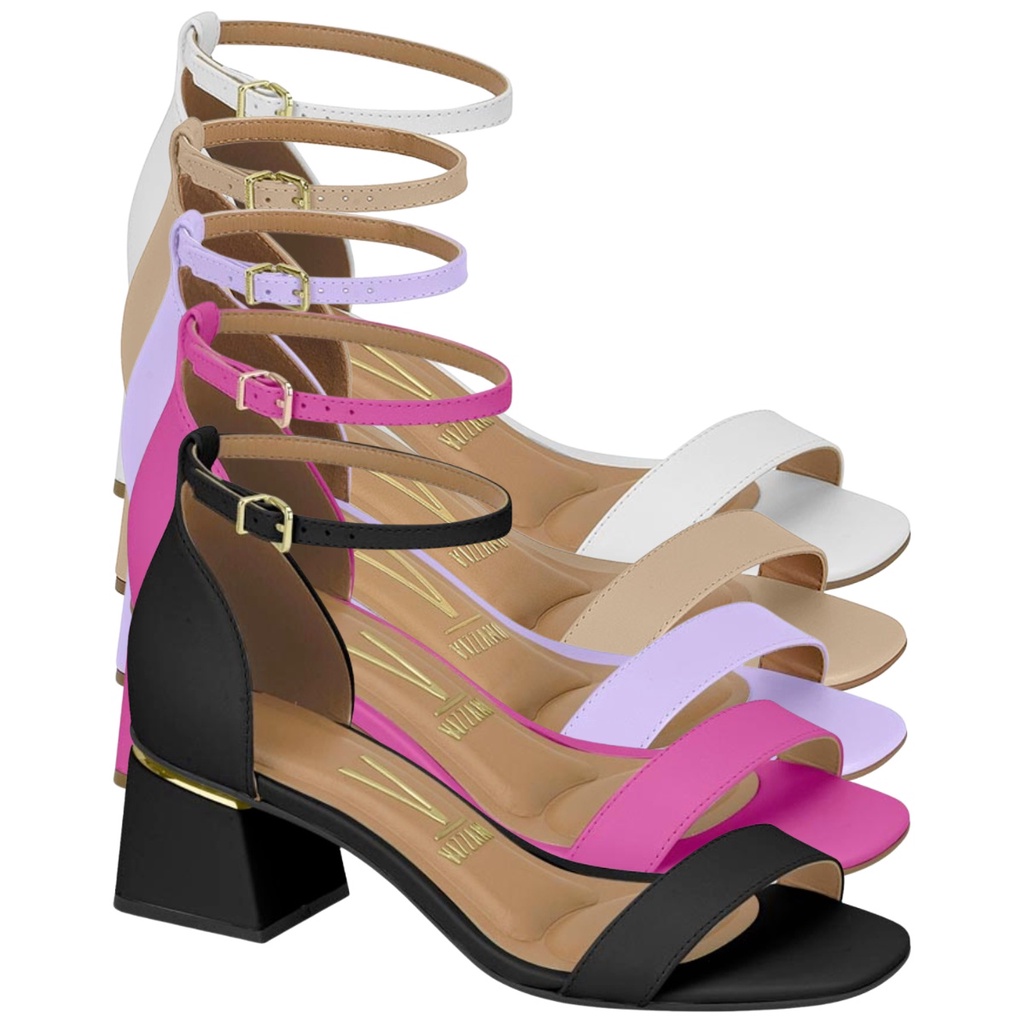 Sandalia Vizzano Feminina Salto Baixo Grosso Metalizado Casual Original