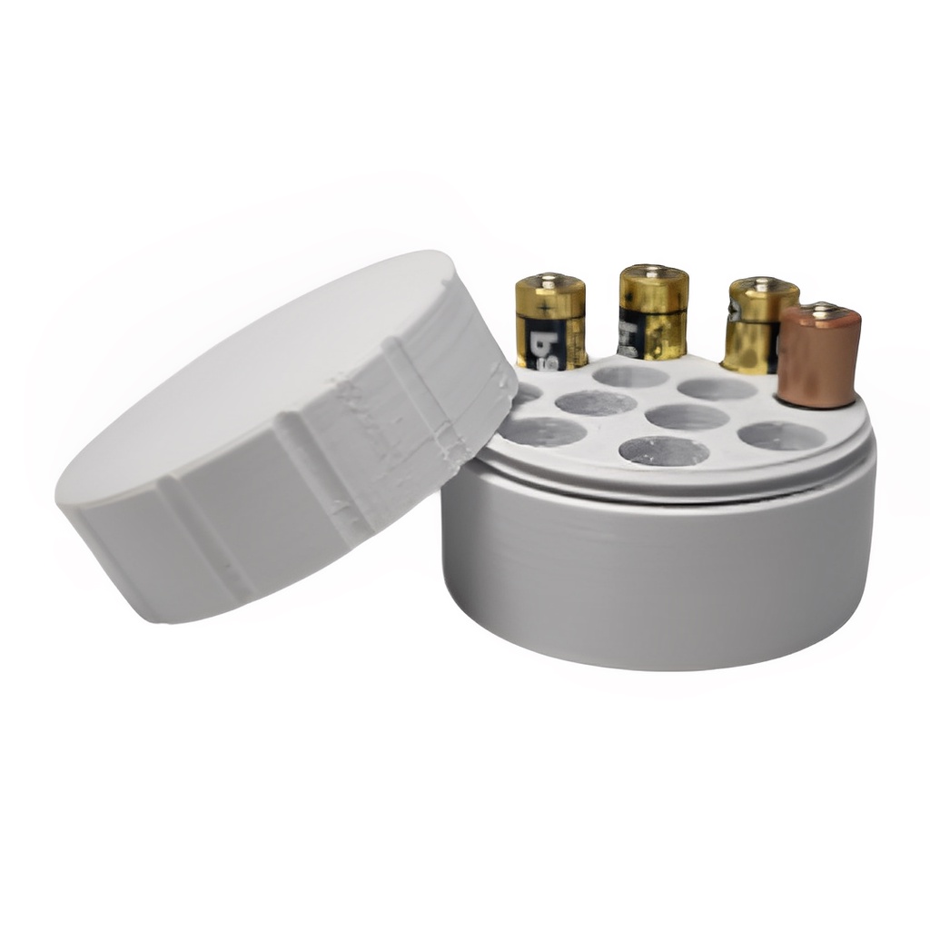 Case Porta Bateria Para 12 Pilhas AA ou 12 Pilhas AAA - Tampa com Rosca