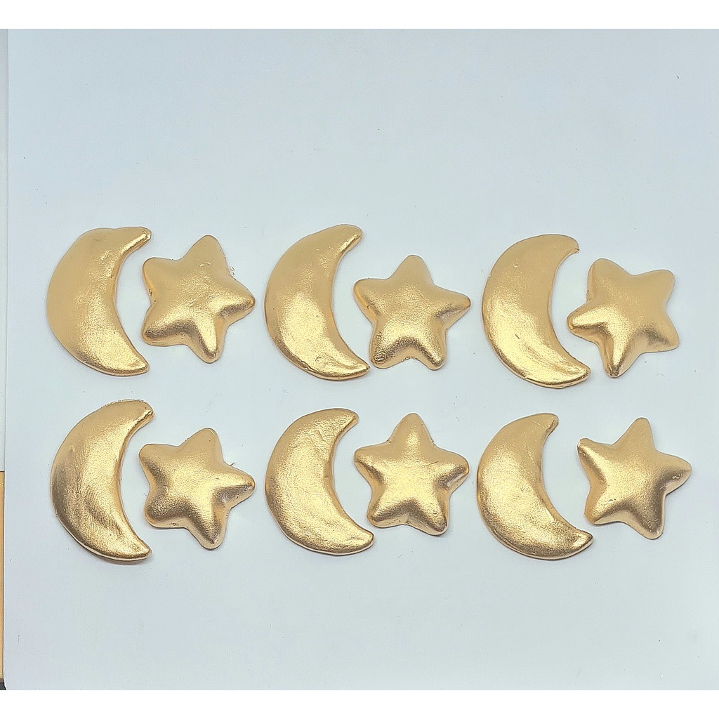 20 Apliques de estrela e lua em Biscuit para lembrancinha festa Lembrança astronauta espaço foguete estrela lua capacete