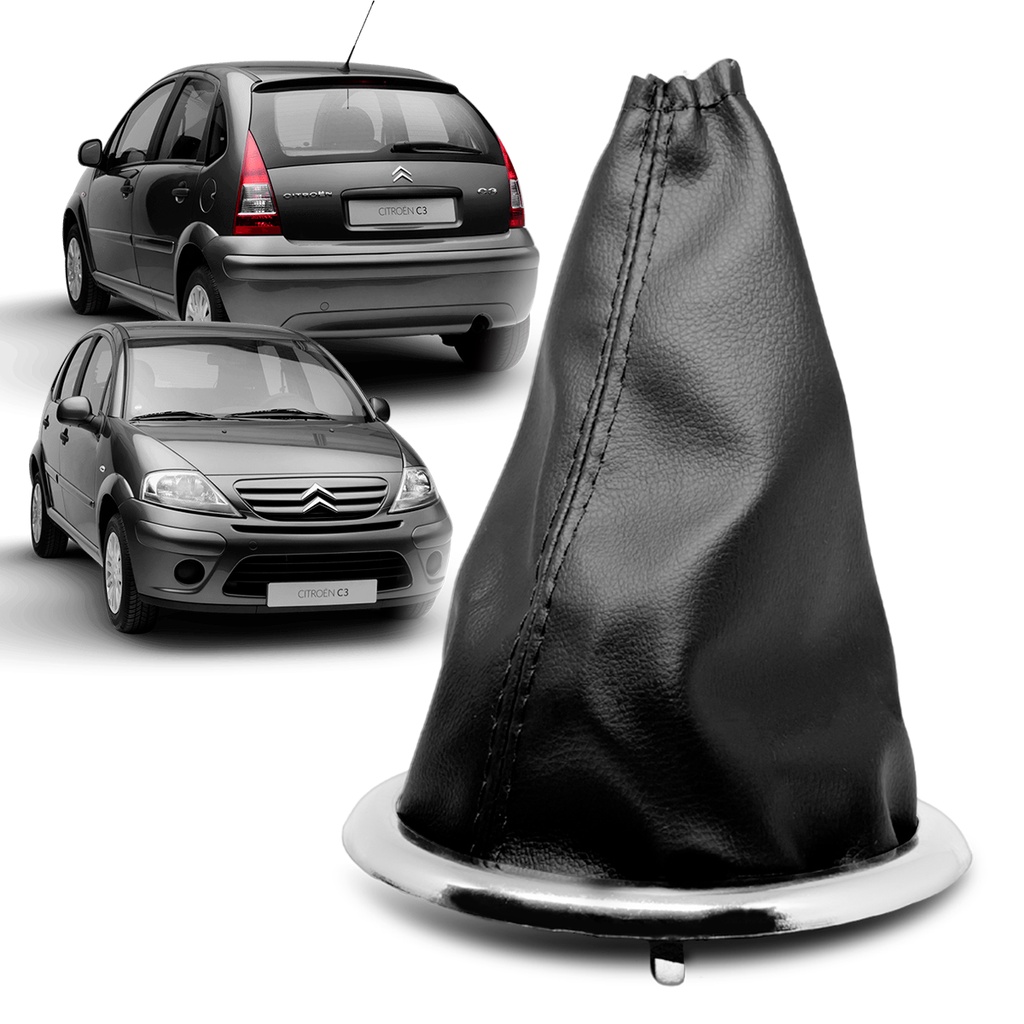Coifa Cambio Marcha Alavanca Guarda Pó Citroen C3 2003/2013 Aro Prata ou Preto
