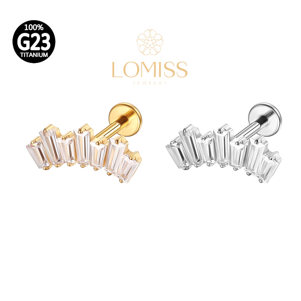 Piercing Labret Titânio G23 Pvd Zircônias Grandes Helix, Tragus, Conch, Nariz, Boca-Medusa《Lomiss  piercing》 em Oferta na Shopee