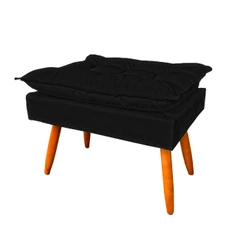 Puf Puff Opala Suede Preto Pé Palito Para Sala