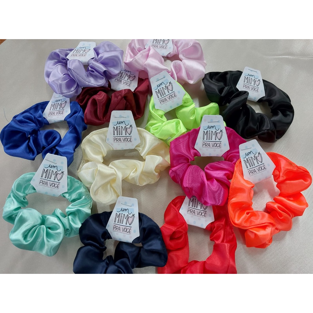 Kit 20 xuxninhas /scrunchie com tag mimo para cliente.