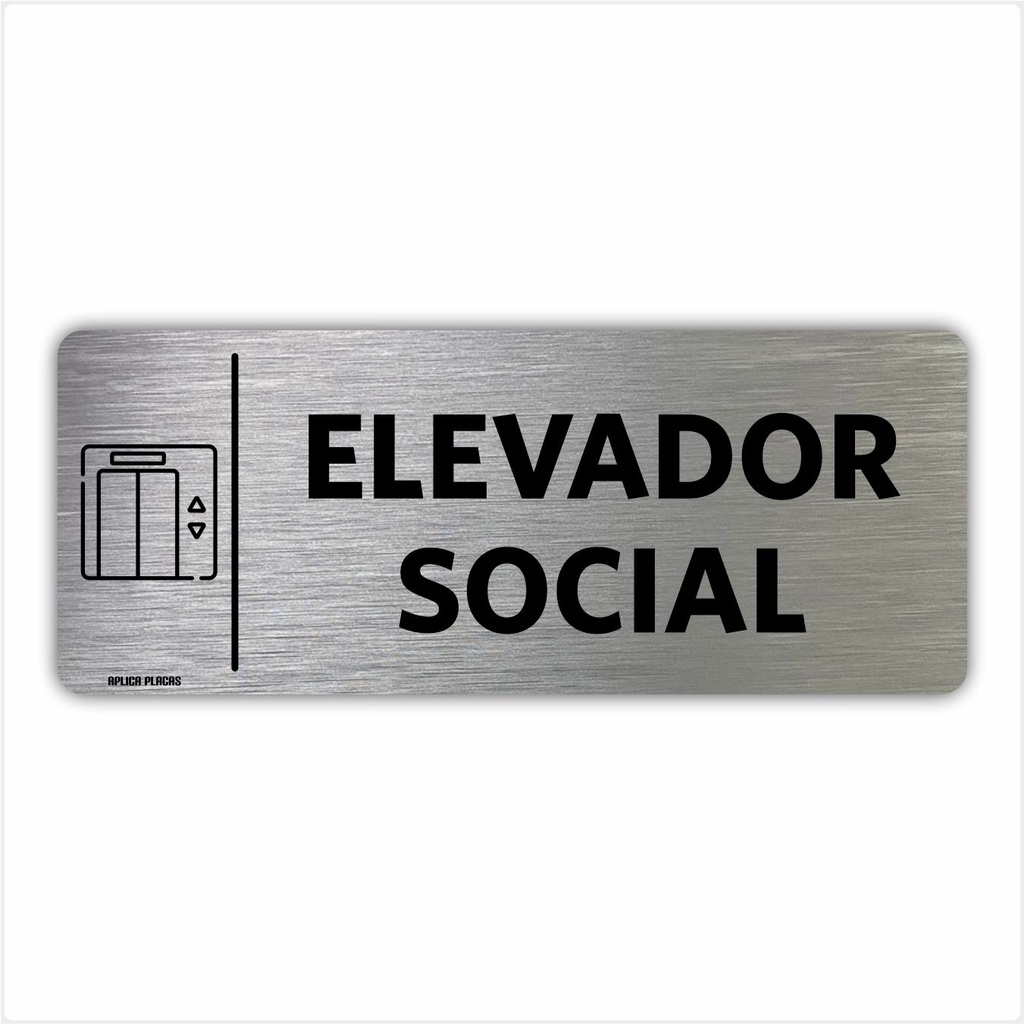 Placa Elevador Social - 8x20cm - Sinalização Indicação Setor Portas Prédio Condomínio Empresa Comércio Serviço