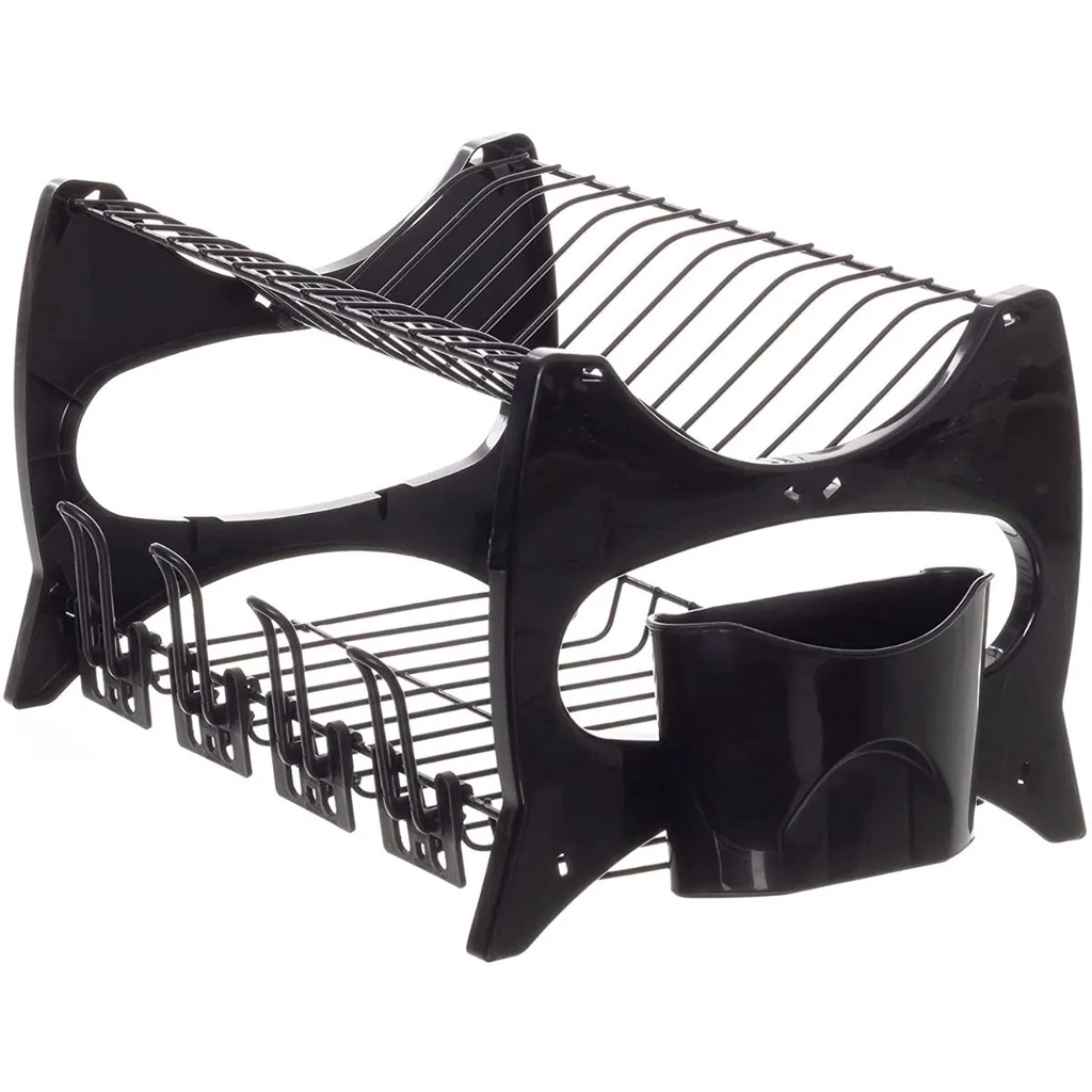 Escorredor Preto de Louça Prato Pia Com Porta Copos E Talher Florença