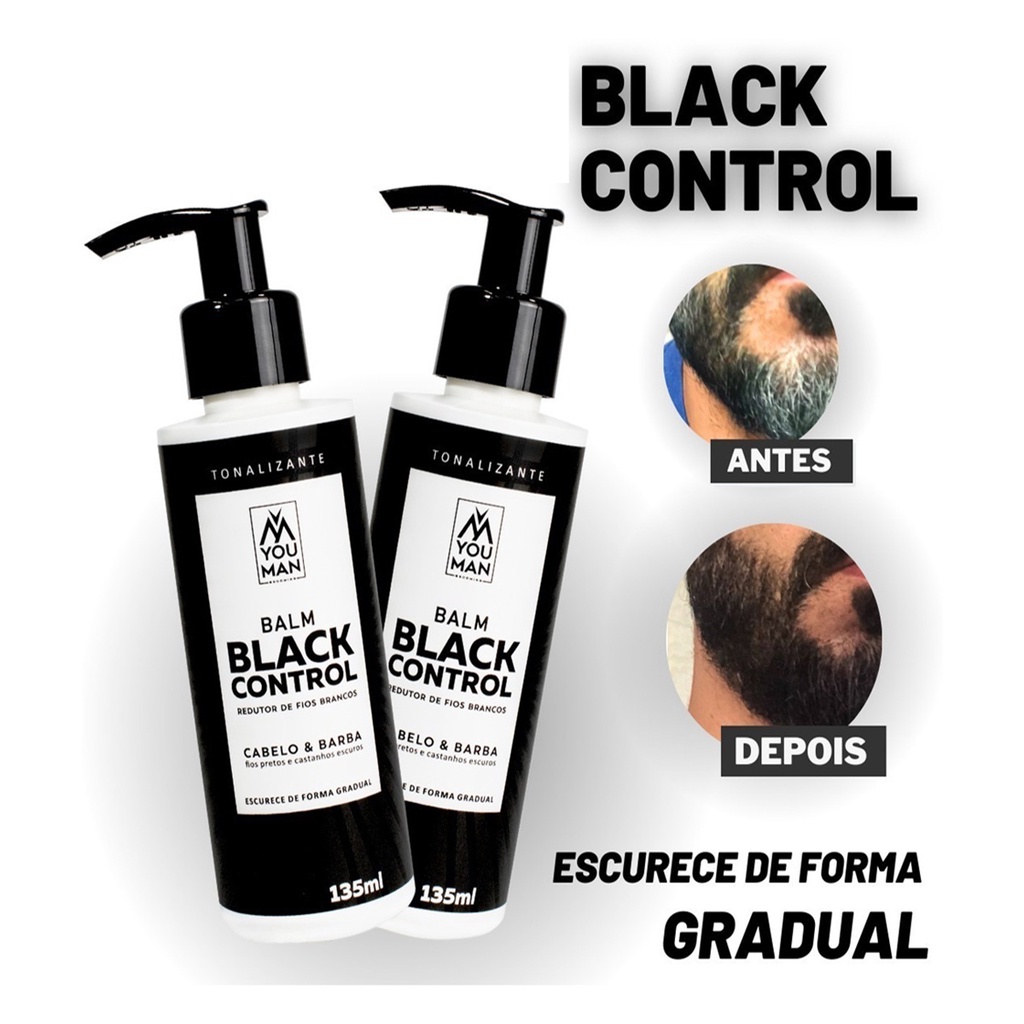 Black Control Escurecedor De Barba E Cabelo You Man 135 ml Escurece de Imediato