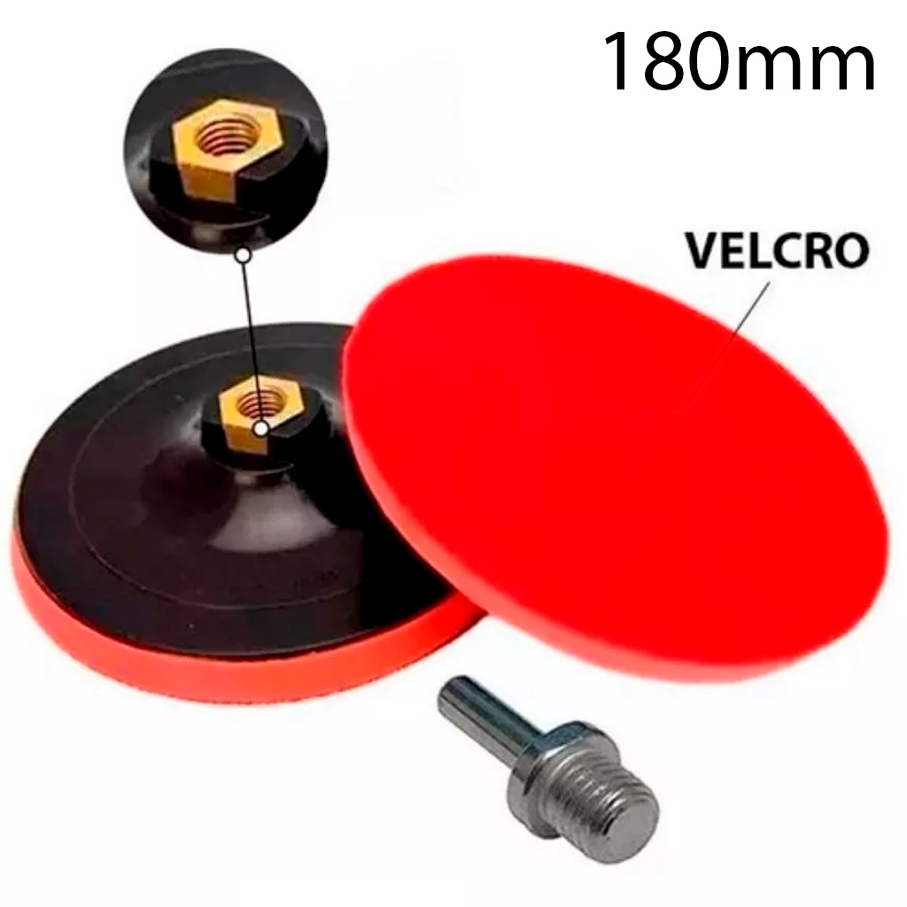 Suporte De Velcro Para Boina De Polimento 180mm 7Pol. + Adaptador Rosca M14 Lixadeira Esmerilhadeira - Home & Living