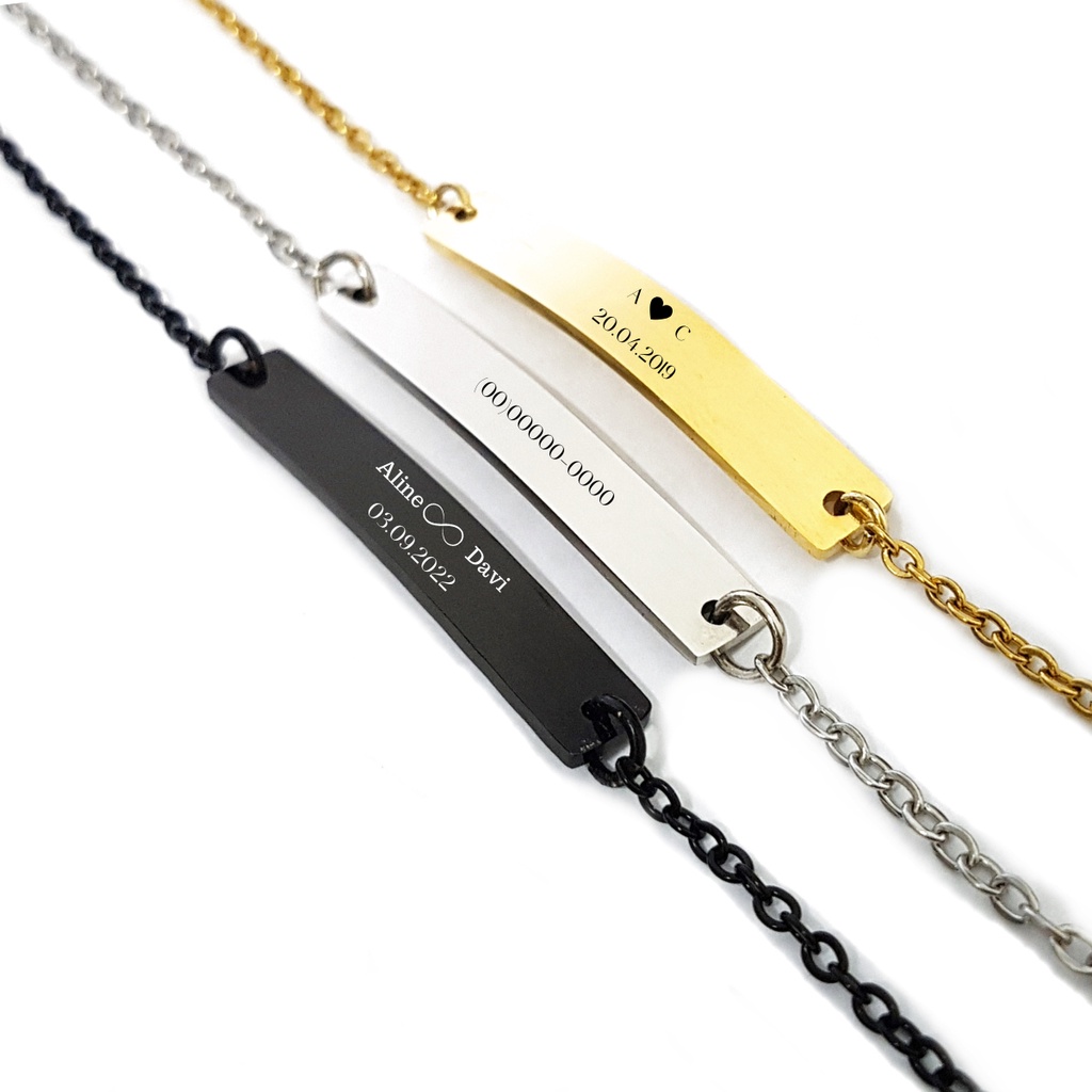 Pulseira Feminina Correntinha Aço Inox Gravação Personalizada — imagem 2 de 2