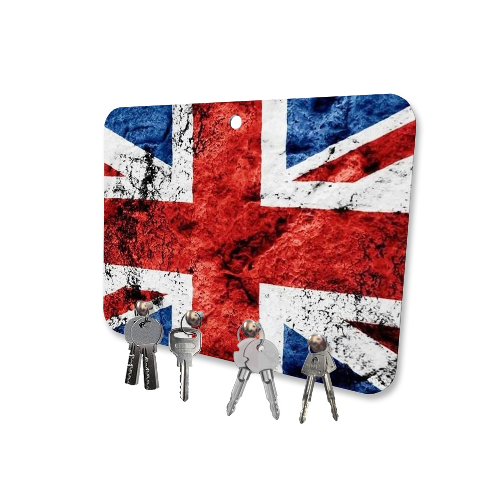 Porta Chaves MDF 4 Pinos Bandeira Inglaterra com Efeito
