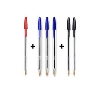 Kit 06 Caneta Esferográfica Cristal 1.0 mm BIC AZUL PRETA VERMELHA NOVA