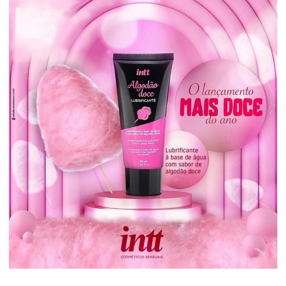 Kit 2 Lubrificante Base Agua Intt - Algodão Doce + Babalub