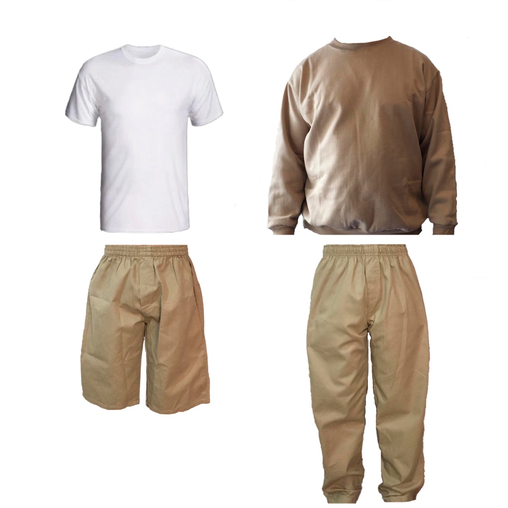 Kit Cdp Preso Caqui(calça, Bermuda, Blusa Moletom E Camiseta em Oferta na Shopee