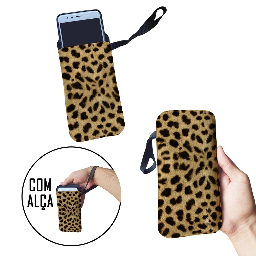 Capinha Celular Case Proteção Neoprene Universal compátivel com todas as marcas Onça Pintada