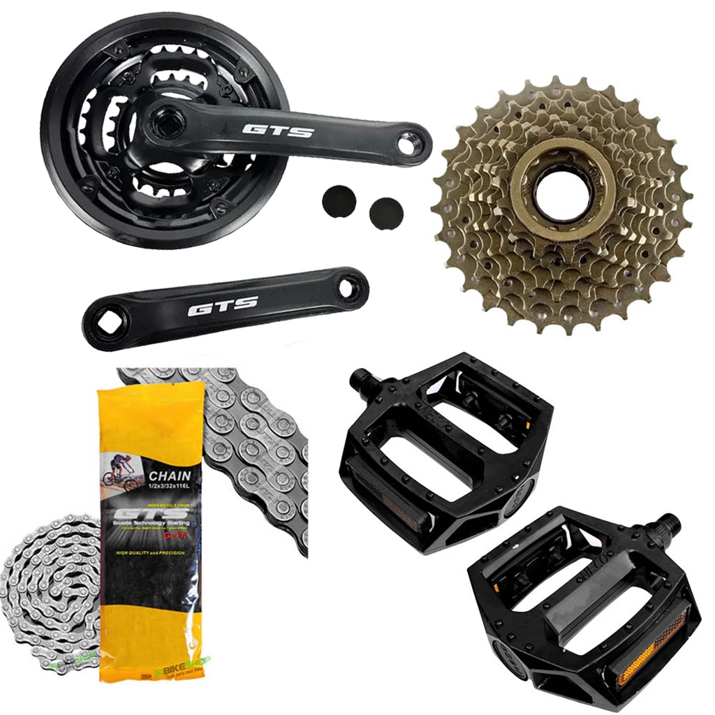 Pedivela Bicicleta GTS 42D Catraca 7v Pedal Alumínio corrente