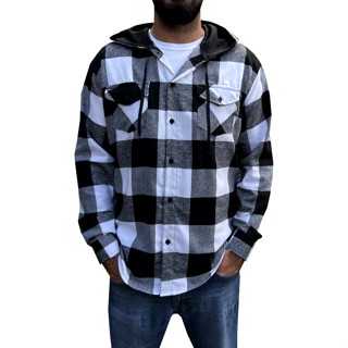 Camisa flanela xadrez adulto masculina manga longa com capuz