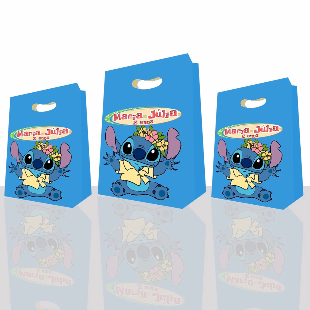 10 Sacolinha Surpresa Lilo Angel Sacola Milk Cone Pirâmide Caixinha porta b Aniversário Lembrancinha Personalizada