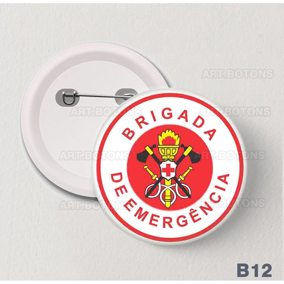 Bottons Brigada de Incêndio Brigadista Emergência, broche alfinete redondo