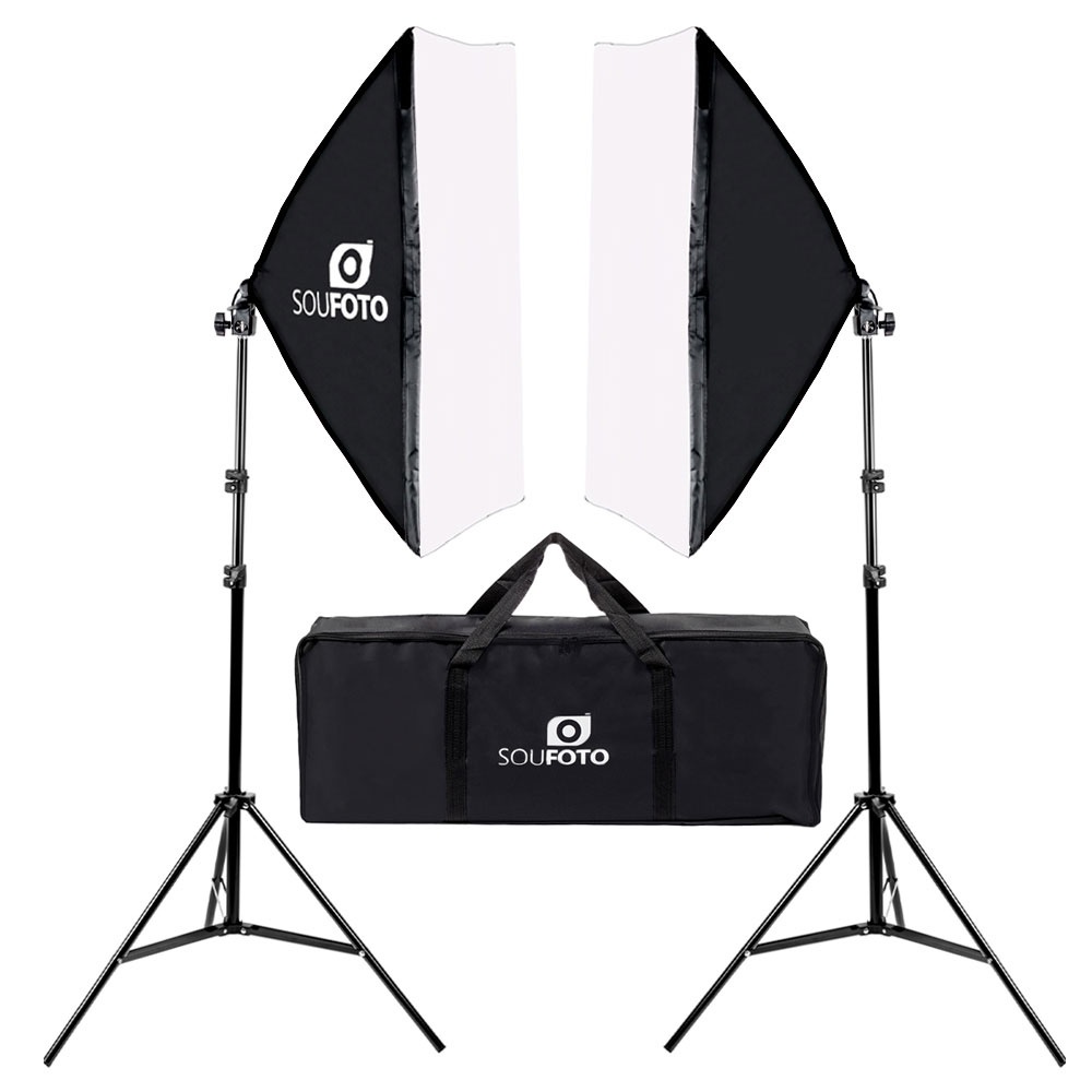 Kit de Iluminação Duplo Softbox 50x70cm, Tripé de 2m e Bolsa Transporte Sou Foto Estúdio Doppio em Oferta na Shopee