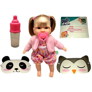Boneca Bebê Real Menina Recém Nascida Newborn Com Cabelo Loiro - Com Acessórios Mamadeira Certidão Chupeta Máscaras - Linda Parece De Verdade Estilo Reborn - Super Toys