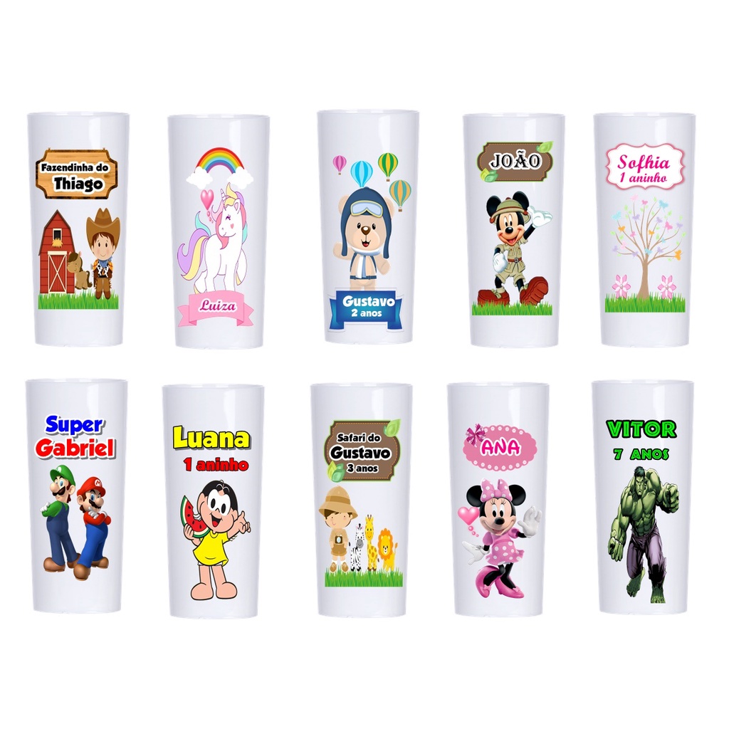 20 Uni Copo Long Drink Lembrancinha Personalizada (Fazemos Todos os Temas) em Oferta na Shopee