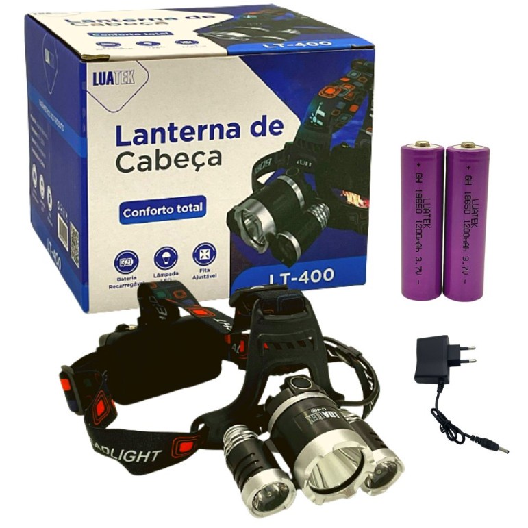 Lanterna de Cabeça Led Recarregável Tática Mais Forte Do Mundo Potente Sitio Fazenda T6 3 Funções