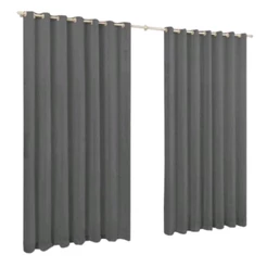 Cortina Com Ilhós Básica Dia a Dia Cor Cinza 2.00 x 1.70m para Quarto e Sala Varão Simples
