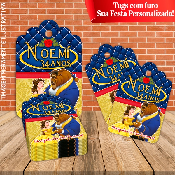 Etiquetas Tags Personalizadas A Bela e Fera