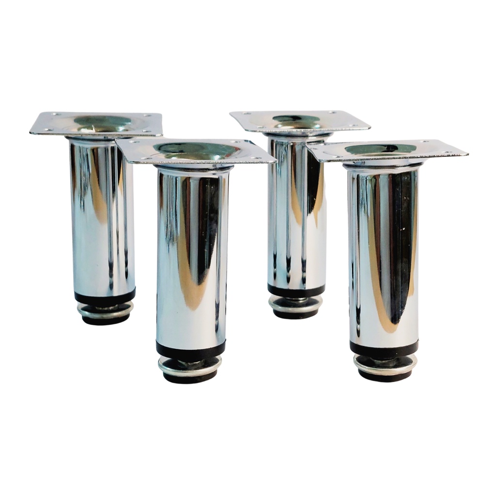 Kit4 Pé Para Móveis Redondo Pezinho Cromado 10cm Regulável em Oferta na Shopee