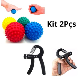 KIT Fortalecedor de Mão e Antibraço HandGrip + Bolinha Fisioterapia