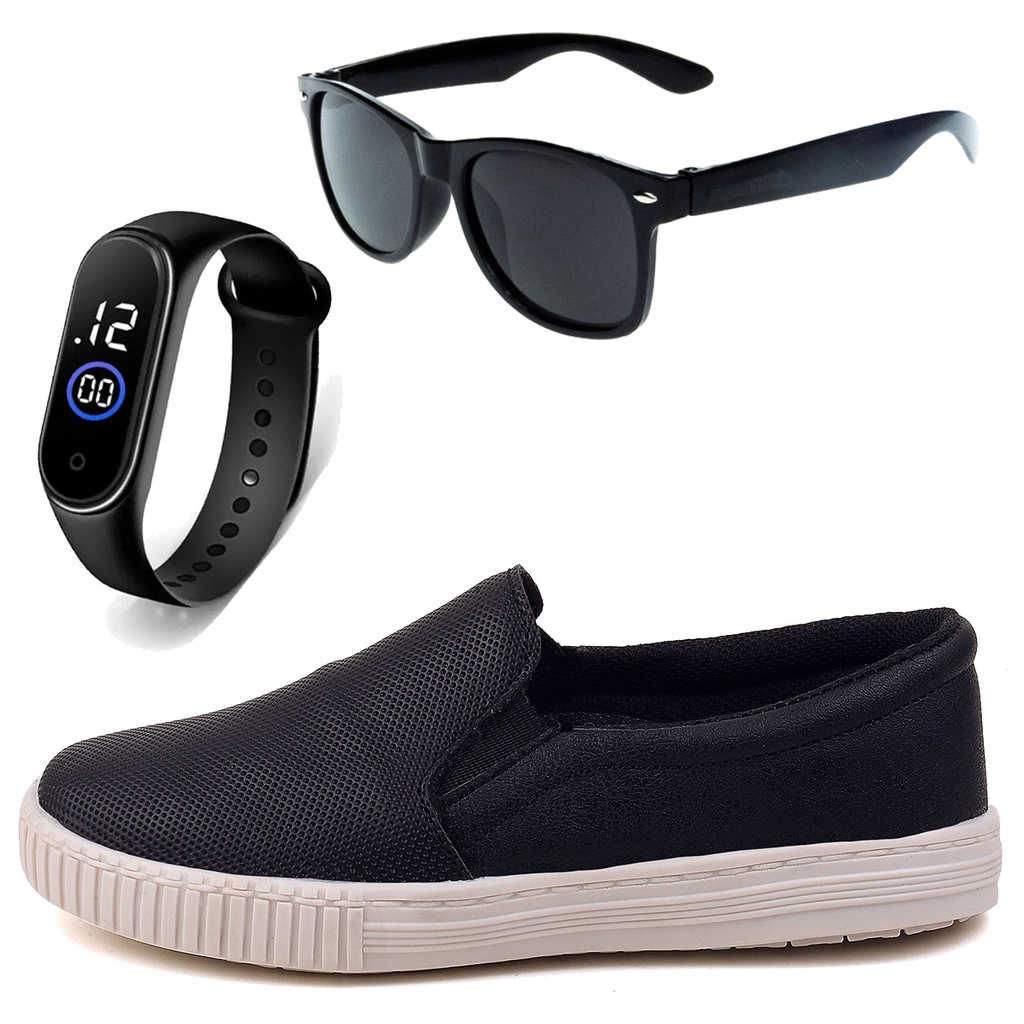 Tênis Infantil Masculino Casual Sapatilha + Óculos e Relógio Linkito