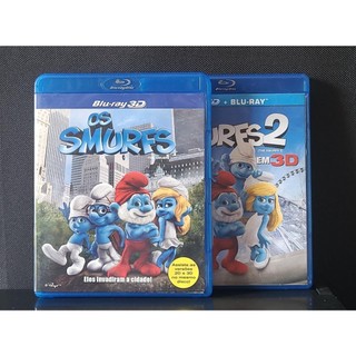 Blu-Ray -  3D Os Smurfs Trilogia  Seminovo