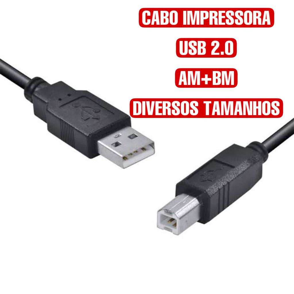 Cabo de impressora USB 2.0 AM+BM diversos tamanhos