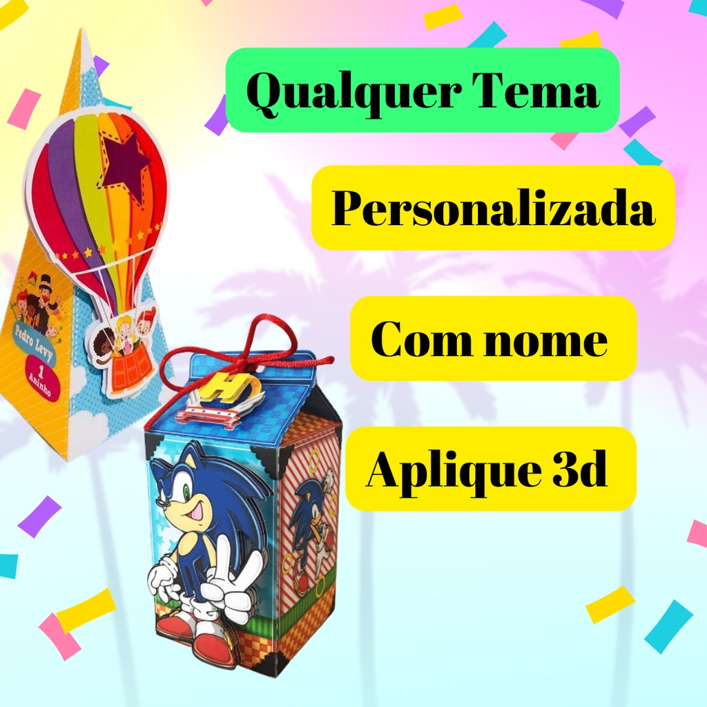 Lembrancinhas 3D caixa milk, pirâmide , caixa bala, sushi  para batizado aniversário personalizadas ,sonic,safari,hulk,casamento , batizado mundo bita mario minnie safari aquarela qualquer tema