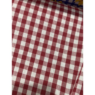 Tecido Sarja Xadrez Vermelho e Branco Fio Tinto Döhler 100% Agodão 1,50 m de Largura