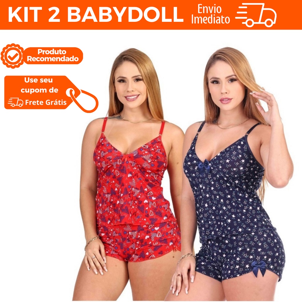 Kit 2 Pijama Femino, Baby Doll