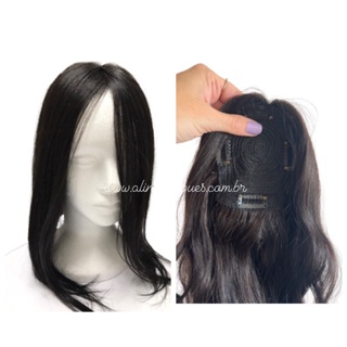 Topo Capilar p/Falhas Cabelo Humano Castanho Virgem 45cm Base 12x10 em Oferta na Shopee