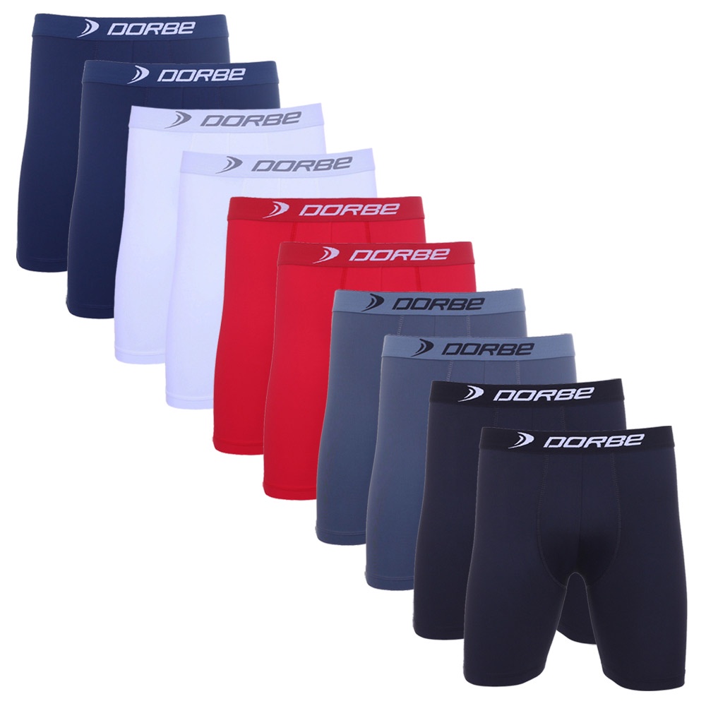 Kit 10 Cuecas Long Leg Poliamida Dorbe Não Enrola Original Masculina Cueca Longa Microfibra Ciclista - Men Clothes