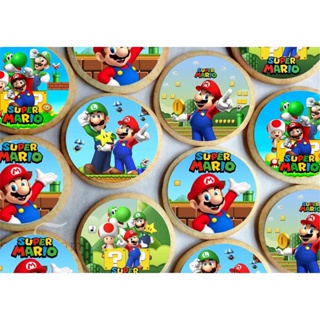 Papel arroz CORTADO para Pirulito de Isomalt ou Cupcake ou Bolacha ou Chocolate - Tema Super Mário em Oferta na Shopee