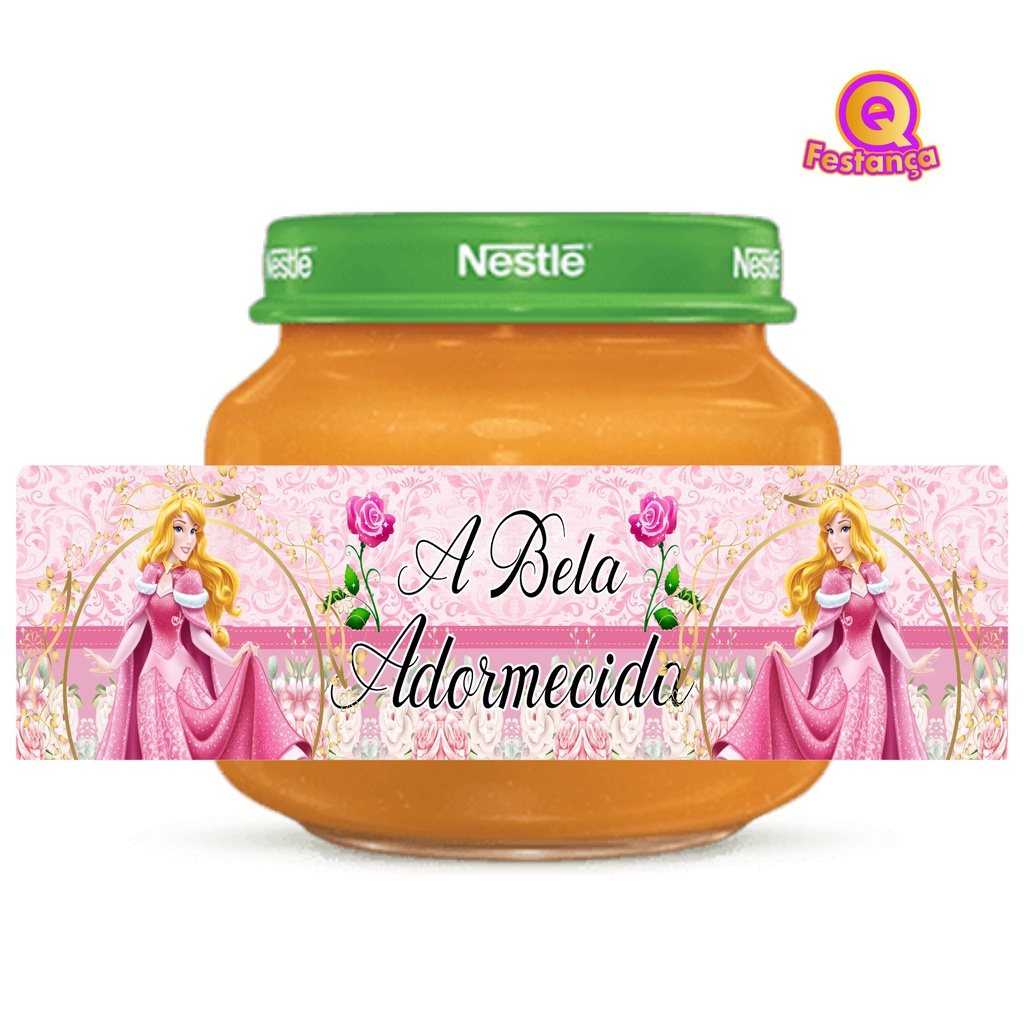 10 Rótulos Adesivos Papinha A Bela Adormecida- Pronto para ser aplicado, Decoração Festa Aniversário, Lembrancinhas A Bela Adormecida